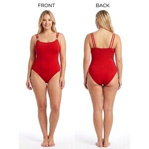 Liz Claiborne Swimsuit Women's Size 14 Red Twin Strap One Piece